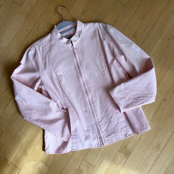 Eileen Fisher Pink high neck zip up jacket, Small JN32 - Picture 2 of 7